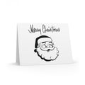 Merry Christmas Santa Mid Century Retro Christmas Style Black And White Matte Greeting Cards (8, 16, and 24 pcs)