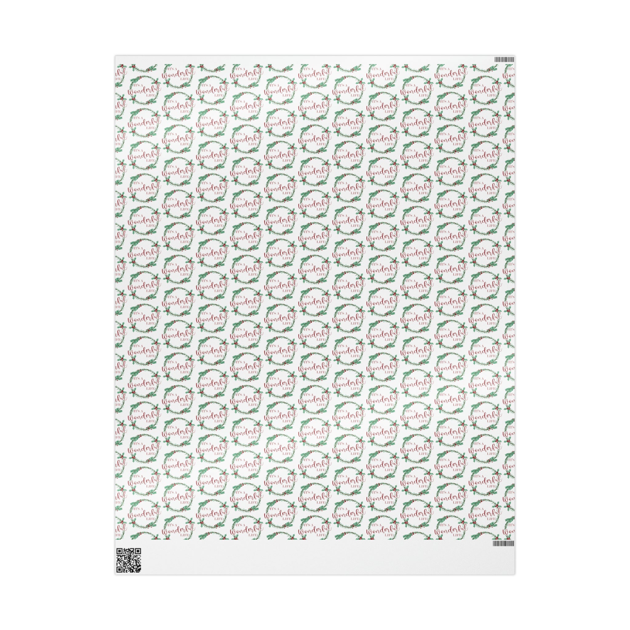 It's A Wonderful Life Christmas Wreath Retro Style Holiday Gift Wrap Paper - Glossy Or Matte