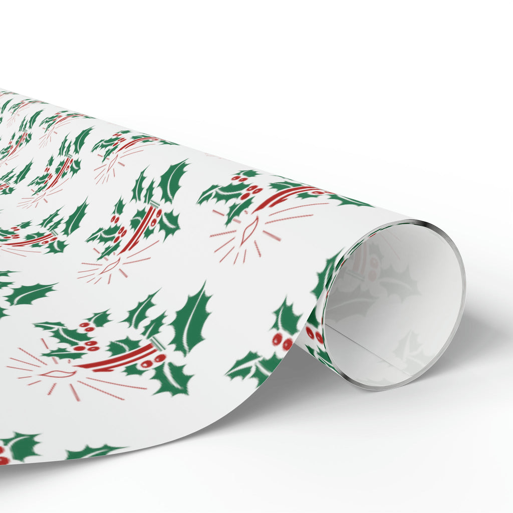 Christmas Candles With Holly Mid Century Retro Christmas Print Holiday Gift Wrap Paper - Glossy Or Matte
