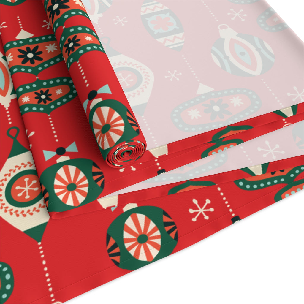 Atomic Christmas Ornaments Mid Century Retro Style Christmas Table Runner