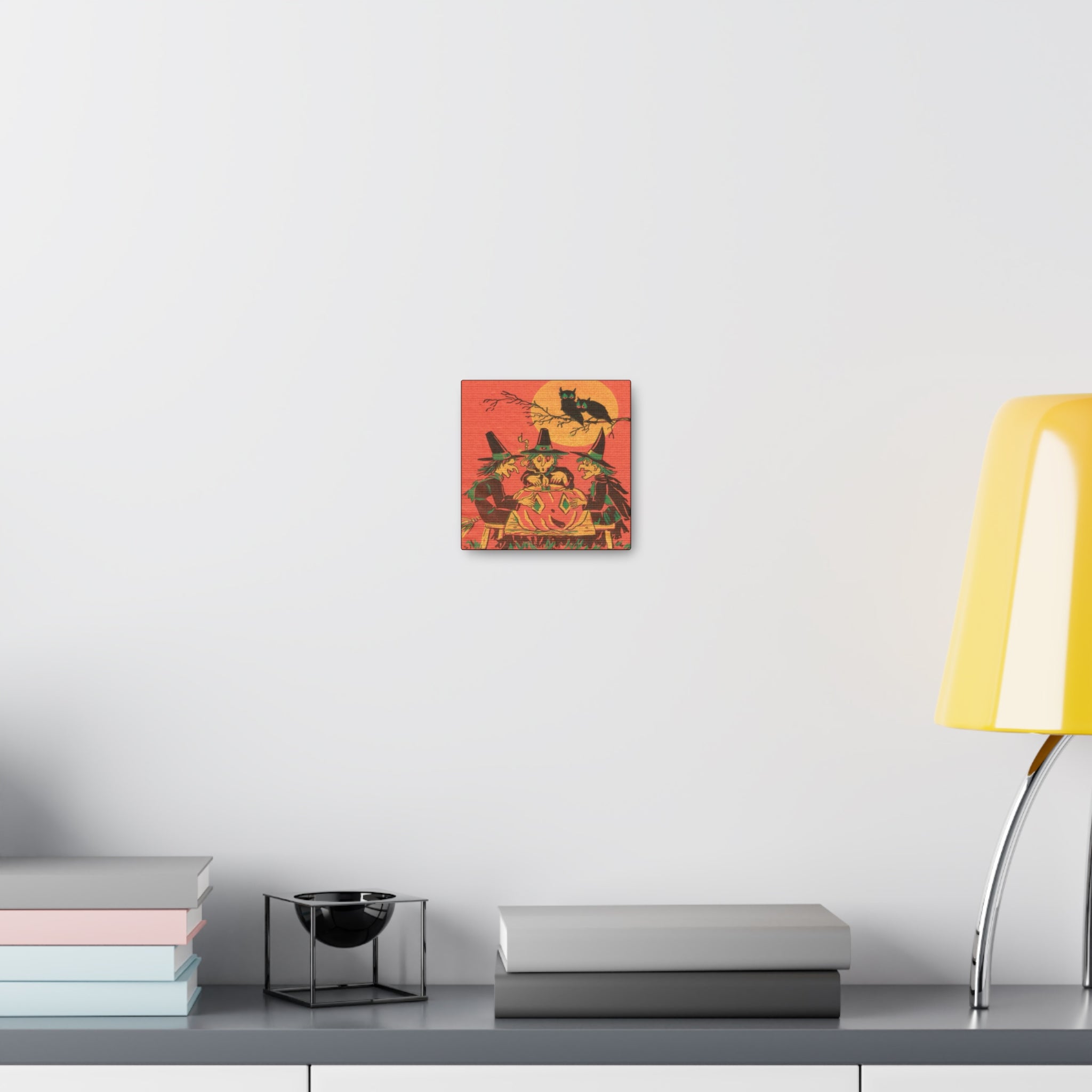Three Witches Owls Halloween Canvas Gallery Wrap - Retro Style