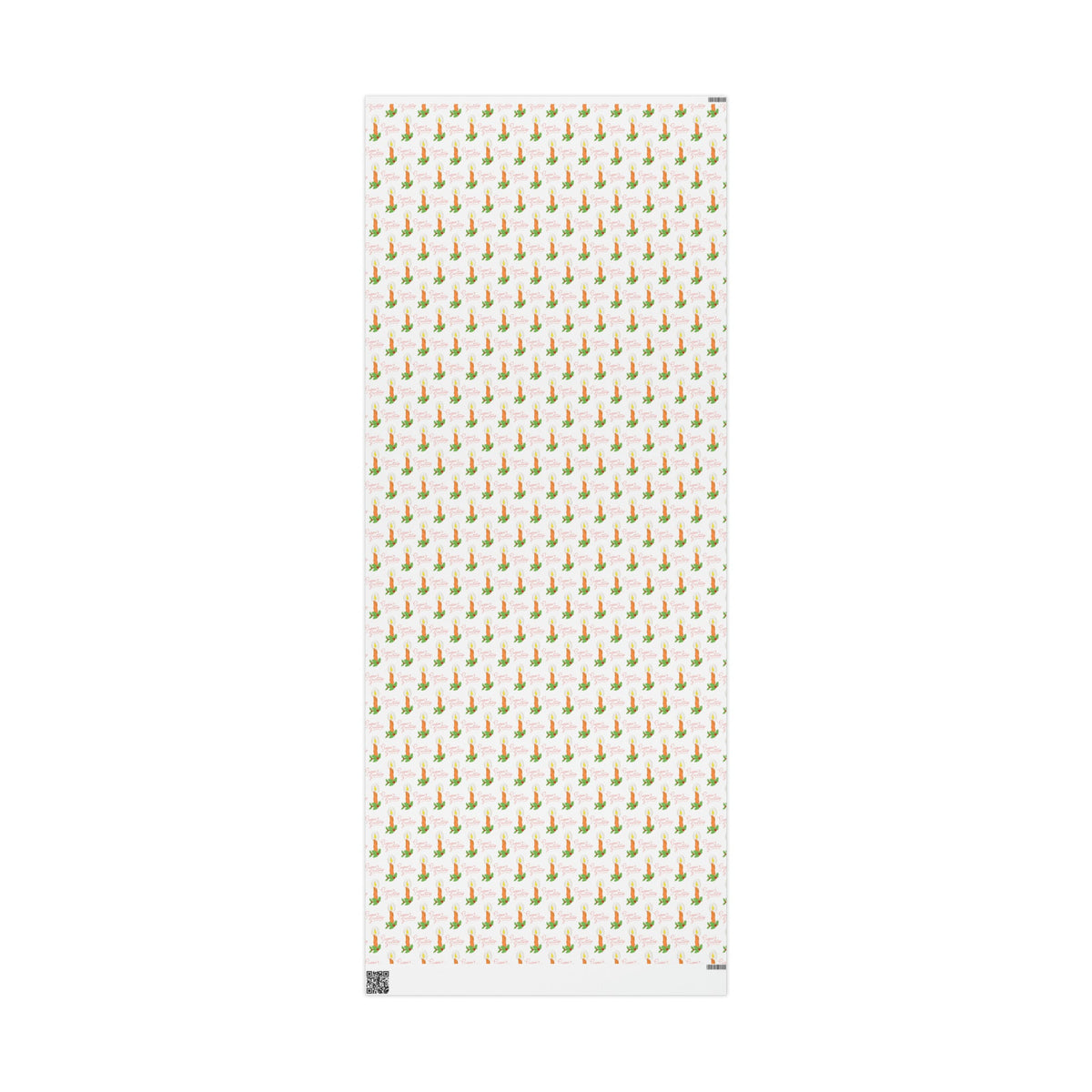 Season's Greetings Christmas Candle With Holly Retro Style Christmas Print Holiday Gift Wrap Paper - Glossy Or Matte