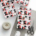 Best Wishes Christmas Scotties Mid Century Retro Christmas Print Holiday Gift Wrap Paper - Glossy Or Matte