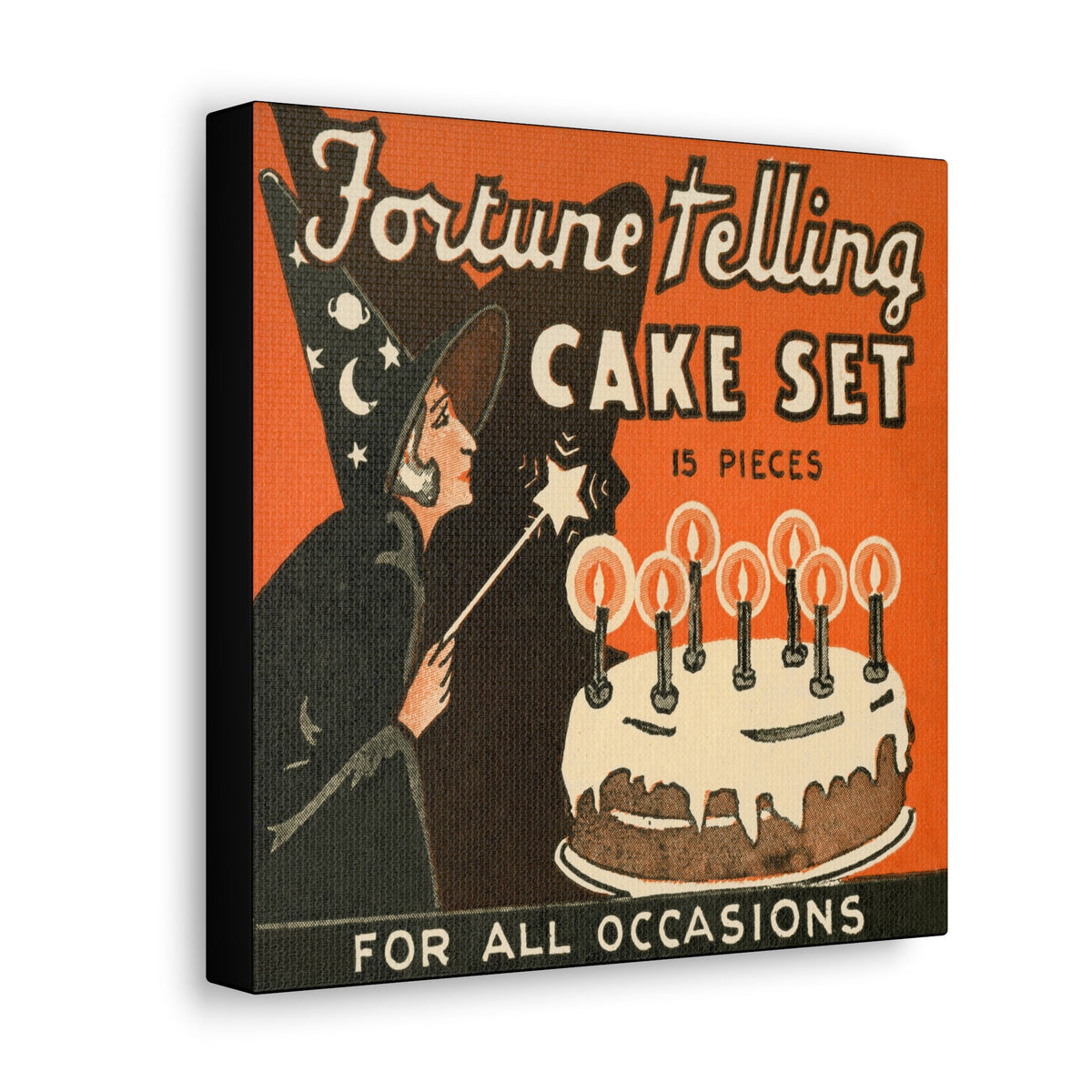 Fortune Telling Cake Set Retro Vintage Halloween Print Canvas Gallery Wrap