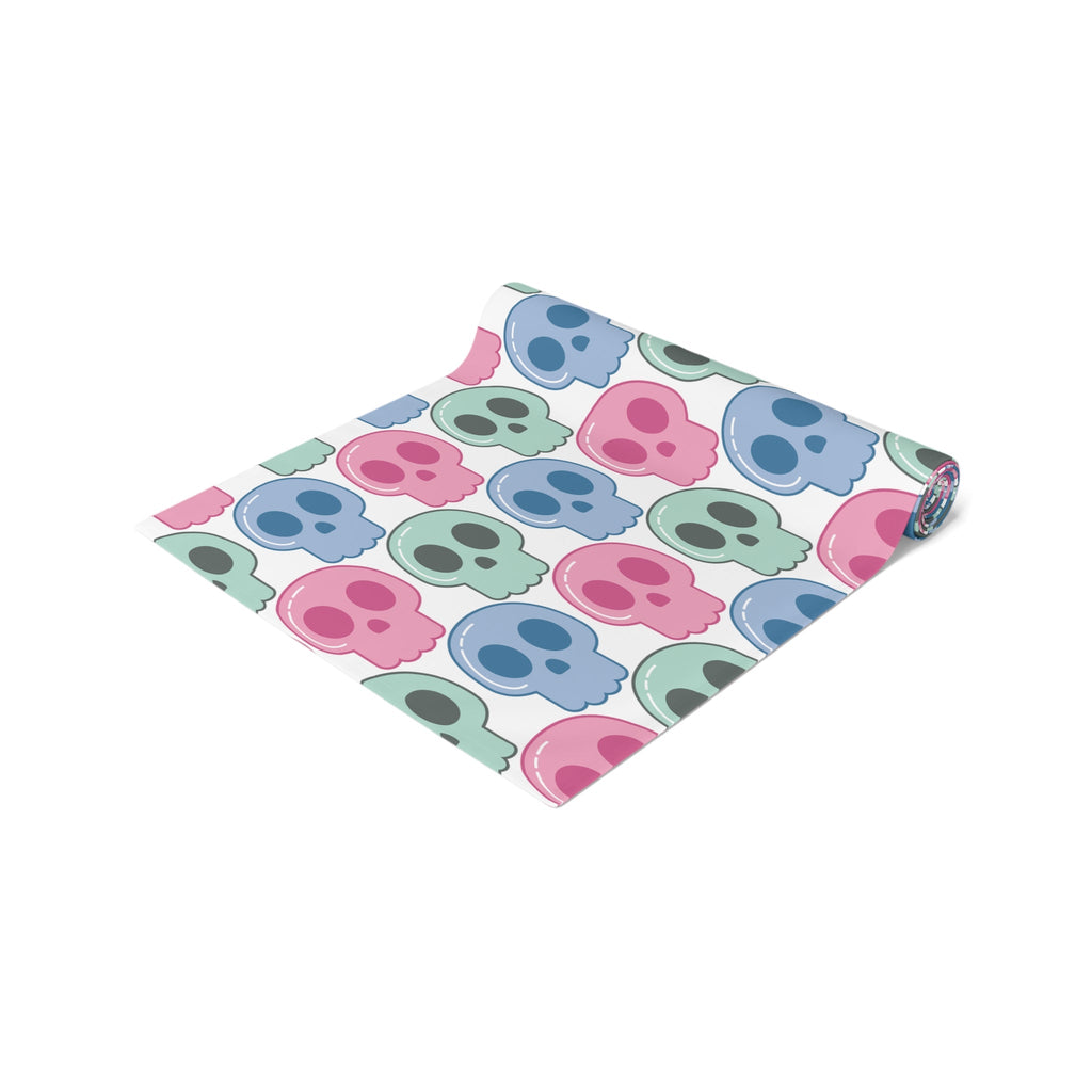 Pastel Goth Cute Halloween Skulls Home Decor Cotton Poly Table Runner