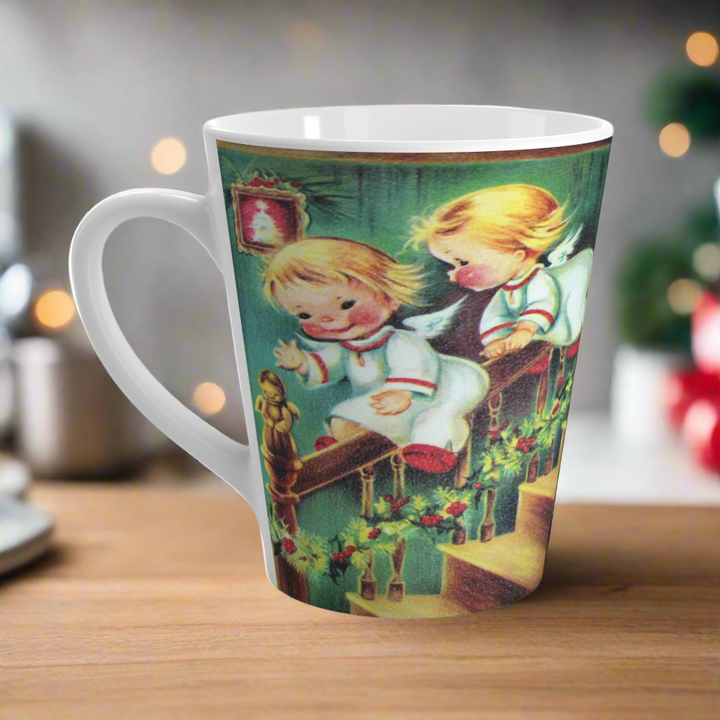 Little Christmas Angels Mid Century Retro Latte Coffee Mug