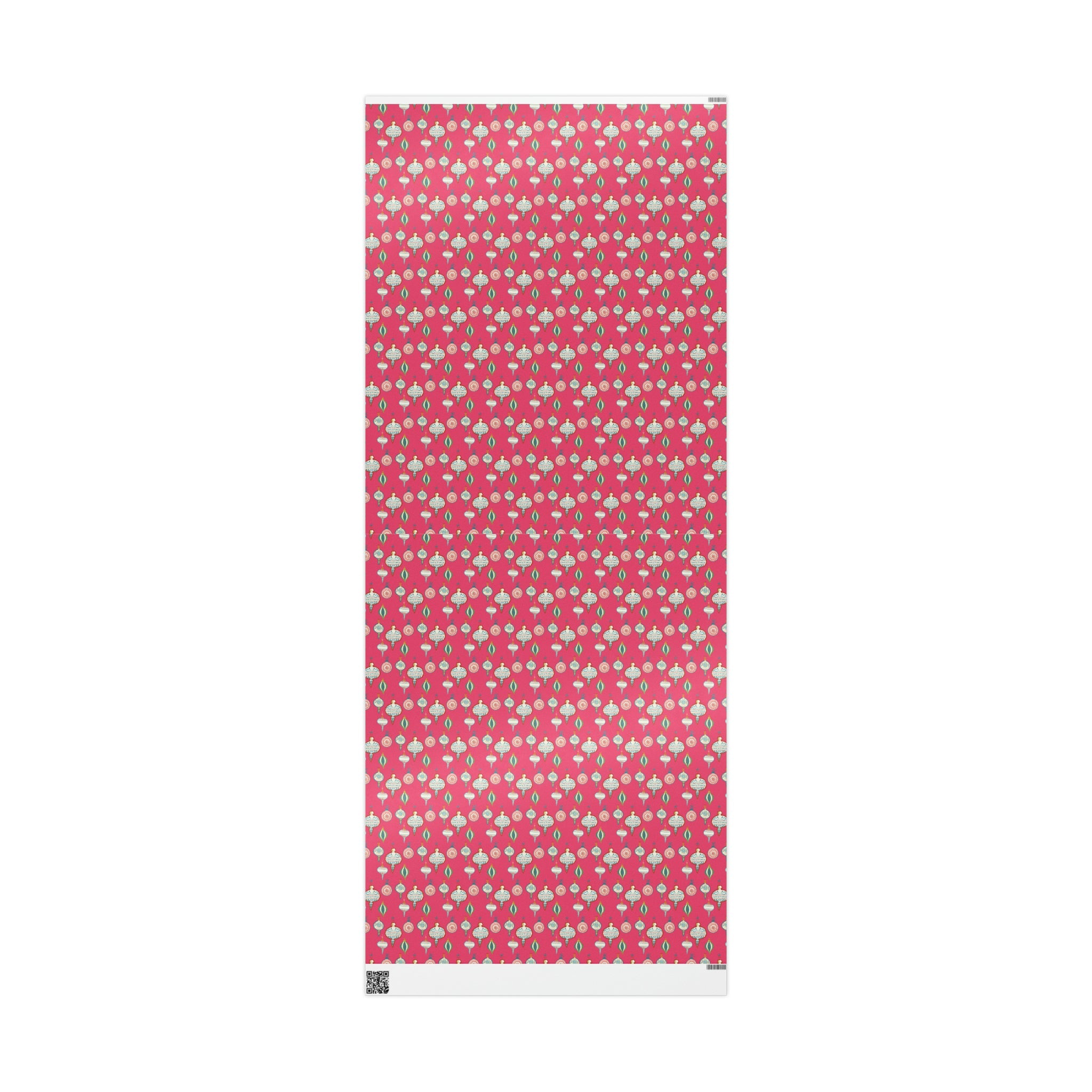 Greetings Christmas Ornaments Pink Retro Style Christmas Holiday Gift Wrap Paper - Glossy Or Matte