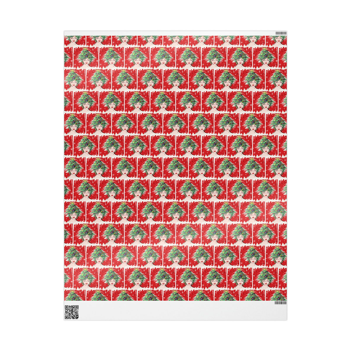 Christmas Tree Hat Lady Midcentury Retro Christmas Print Holiday Gift Wrap Paper - Glossy Or Matte