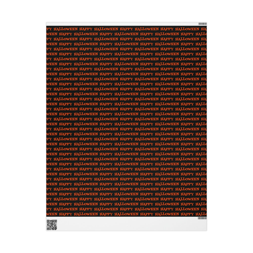 Happy Halloween Orange And Black Atomic Mid Century Retro Style Halloween Holiday Gift Wrap Paper - Glossy Or Matte
