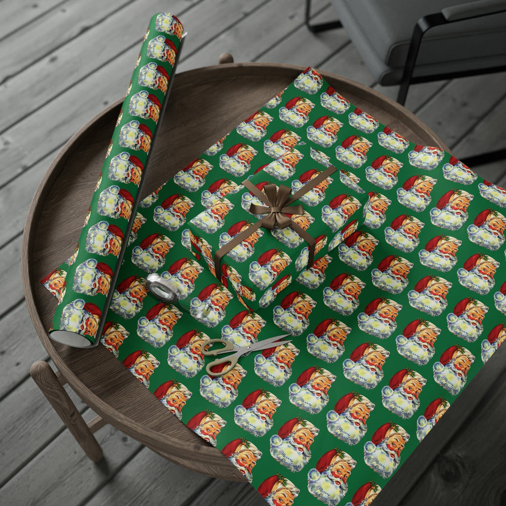 Merry Christmas Santa Retro Christmas Print Holiday Gift Wrap Paper - Glossy Or Matte