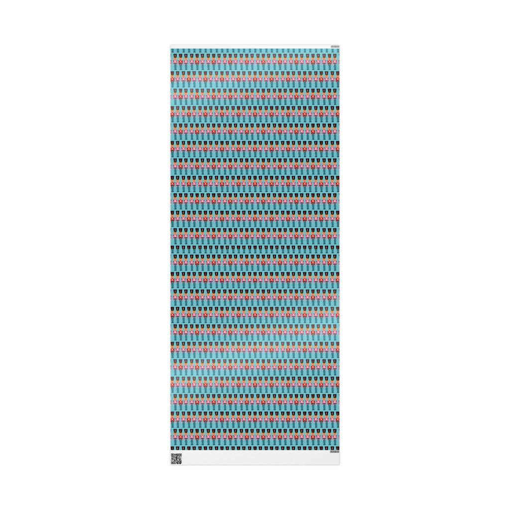 Christmas Toy Soldiers Blue Mid Century Retro Christmas Style Holiday Gift Wrap Paper - Glossy Or Matte