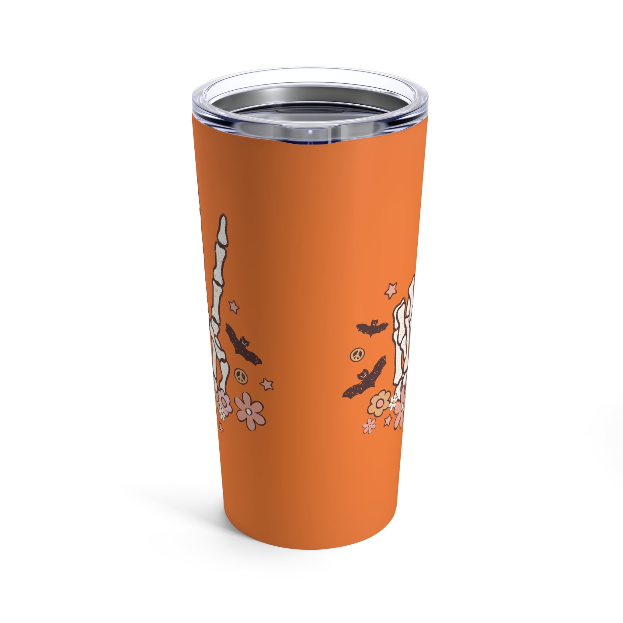 Retro Groovy Skeleton Peace Sign Halloween Fall Stainless Steel Tumbler 20oz
