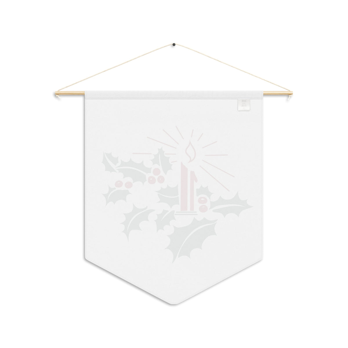 Christmas Candle Holly Retro Mid Century Decor Christmas Print Wall Hanging Banner Flag
