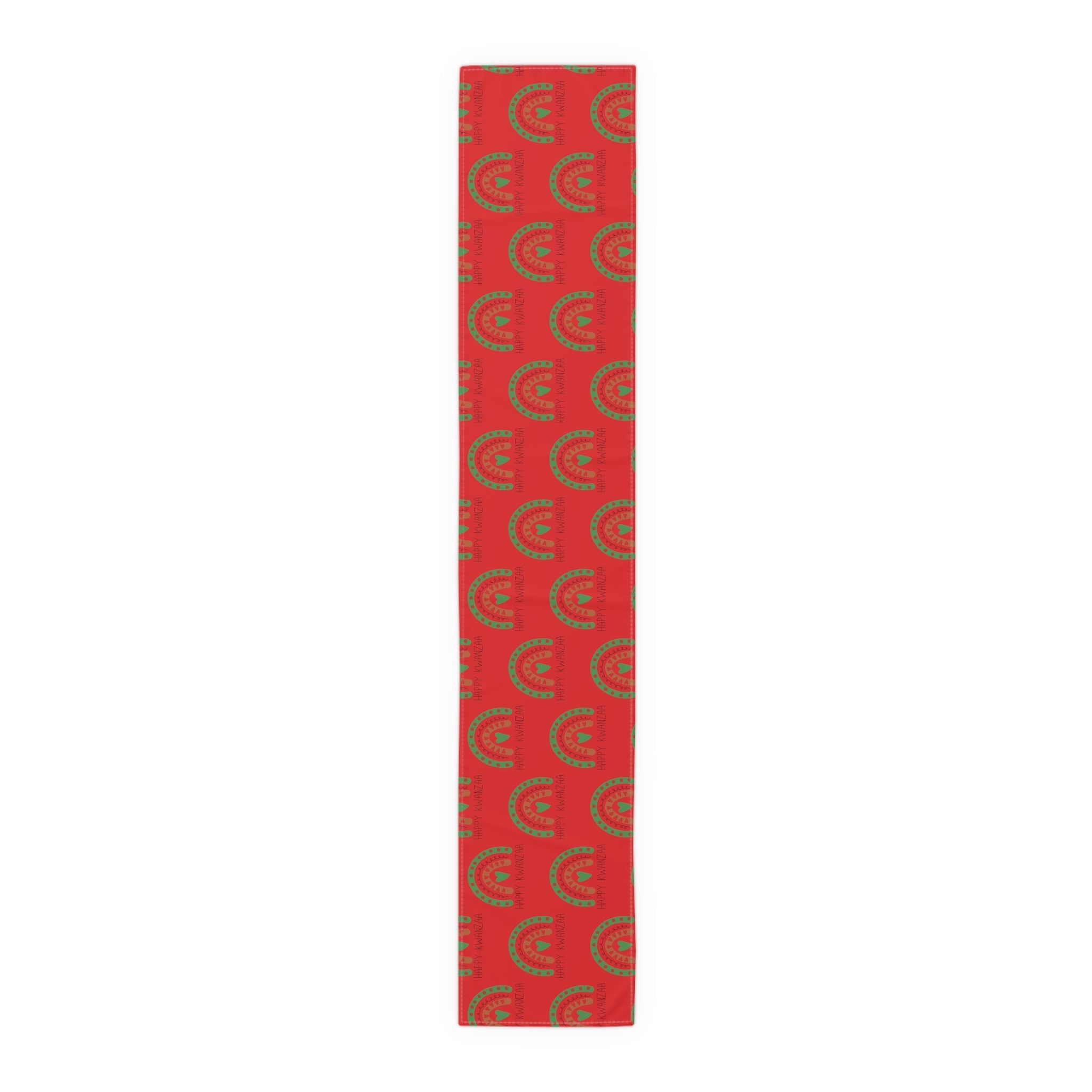 Happy Kwanzaa Boho Rainbow Red Print Cotton Poly Table Runner