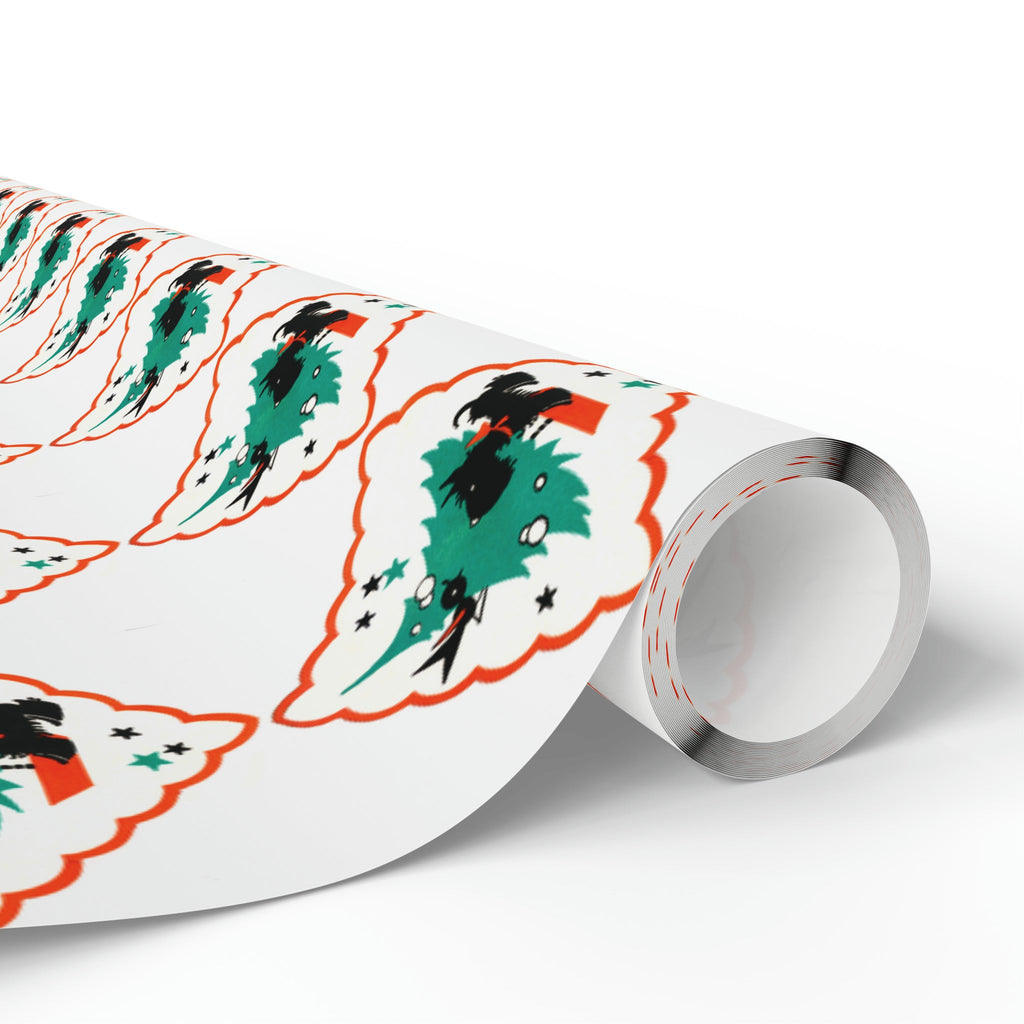 Christmas Scottie Blackbird Tree Mid Century Retro Christmas Print Holiday Gift Wrap Paper - Glossy Or Matte