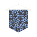 Witchy Kitties Blue Halloween Decor Print Wall Hanging Banner Flag