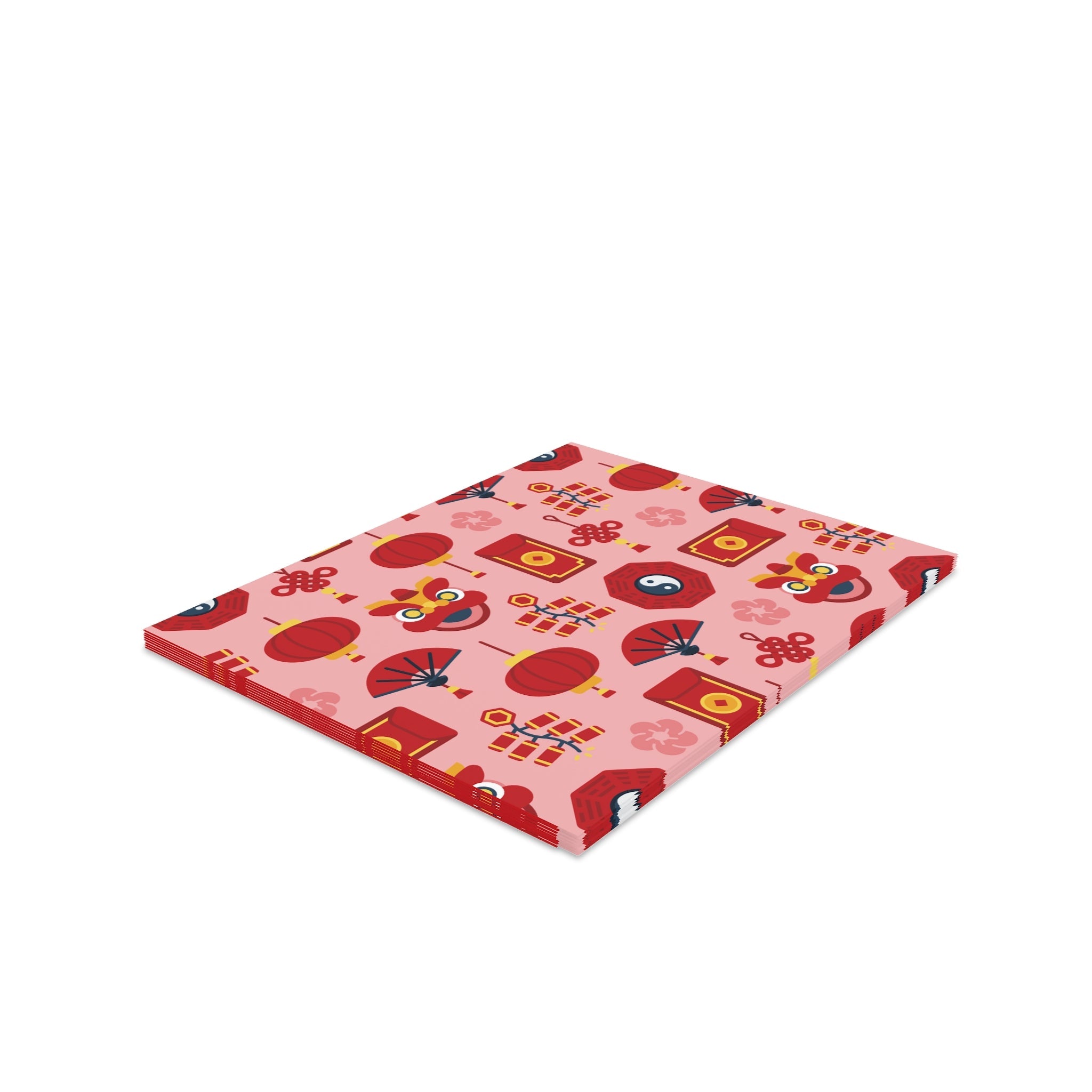 Lunar New Year Of The Dragon Spring Festival Holiday Matte Greeting Cards (8, 16, and 24 pcs)