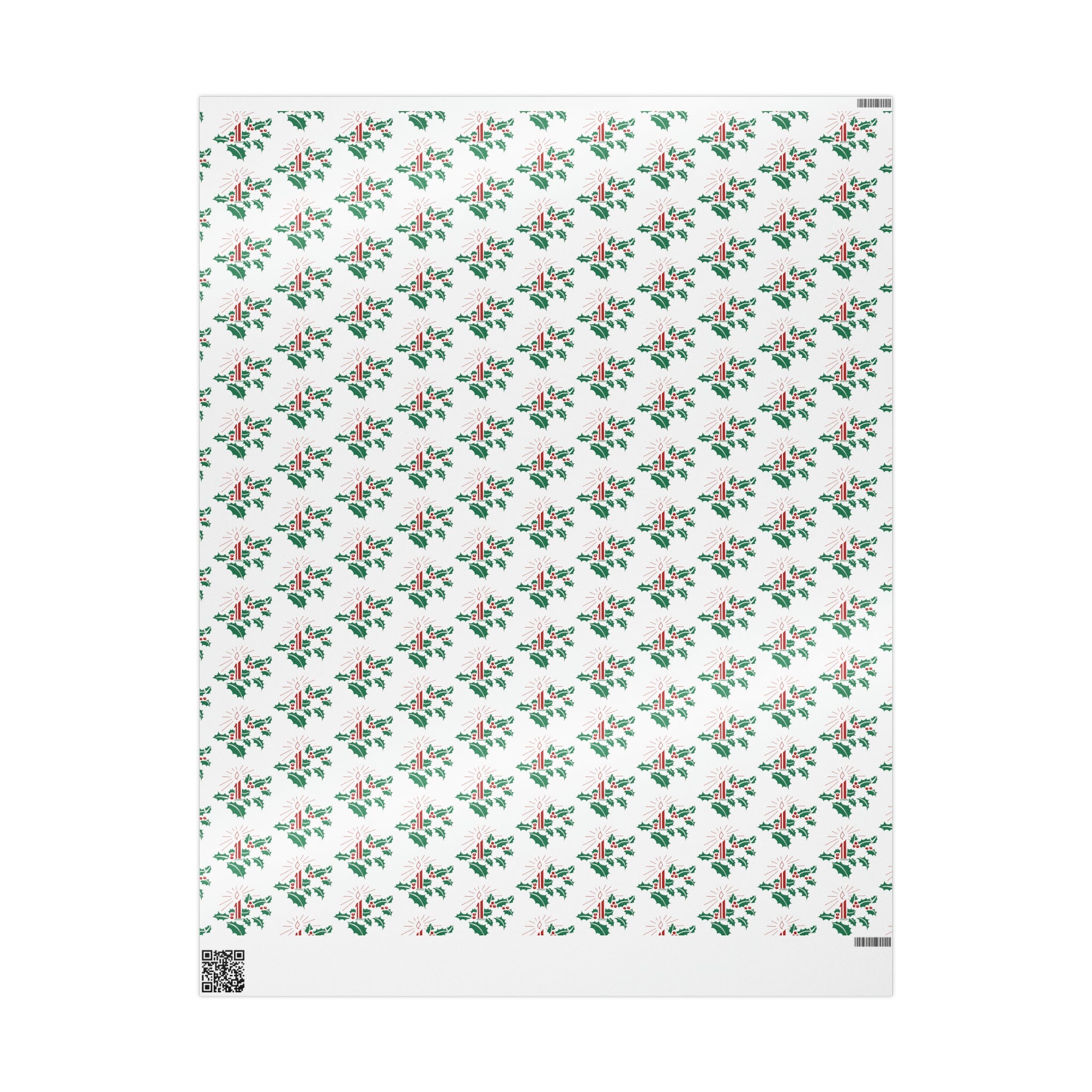 Christmas Candles With Holly Mid Century Retro Christmas Print Holiday Gift Wrap Paper - Glossy Or Matte