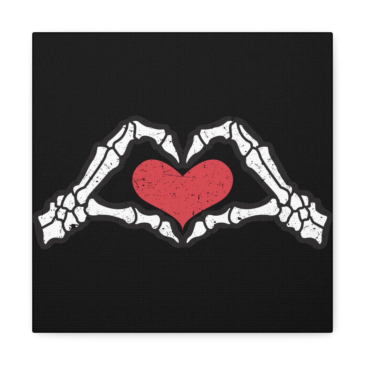 Skeleton Heart Hands Distressed Style Print Canvas Gallery Wrap
