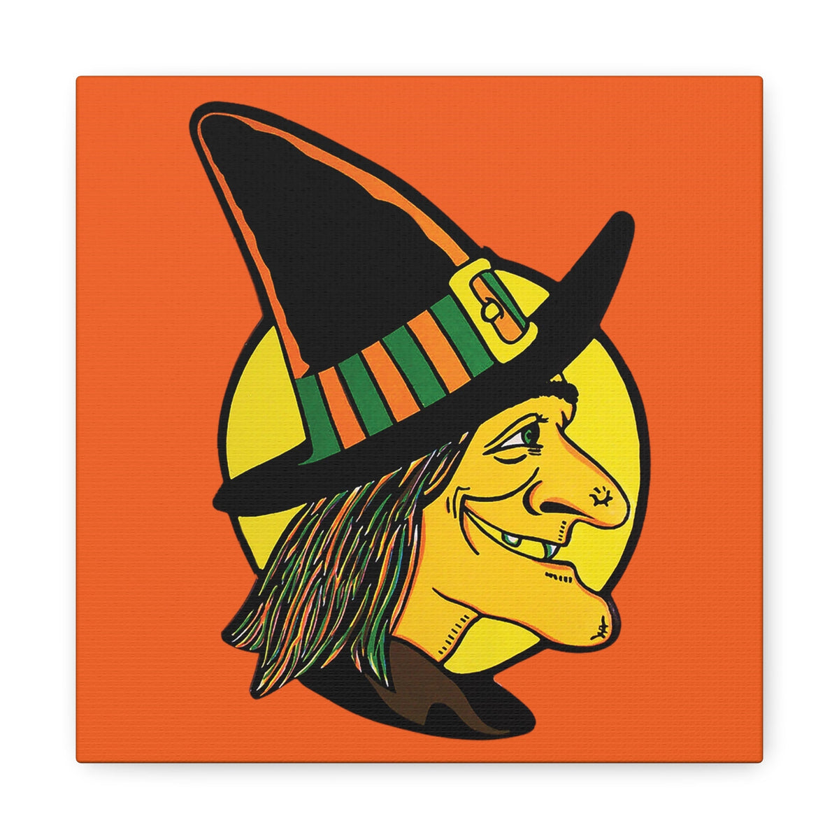 Vintage Witch Retro Halloween Decor Print Canvas Gallery Wrap