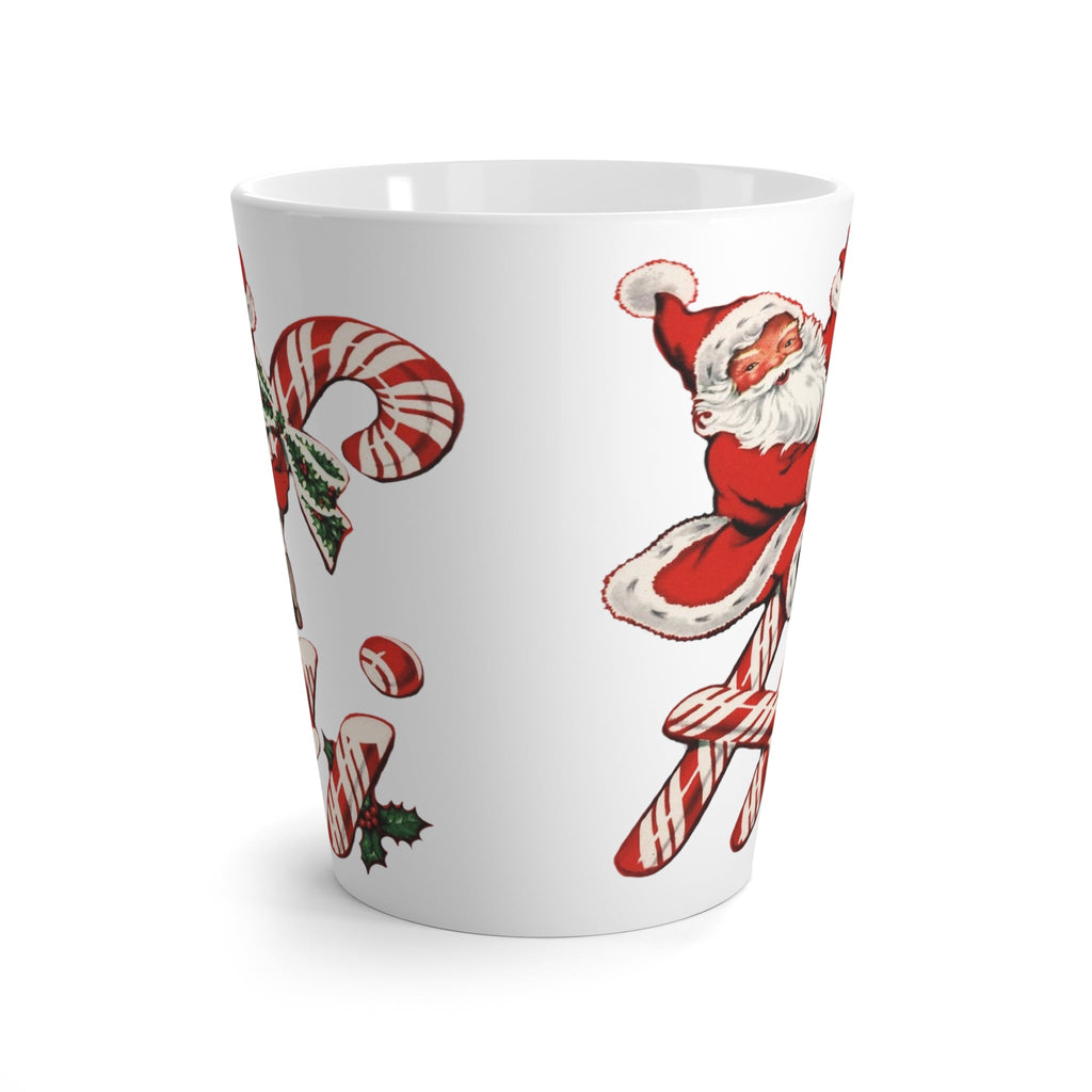 Hi Santa On Candy Cane Mid Century Retro Christmas Print Latte Coffee Mug