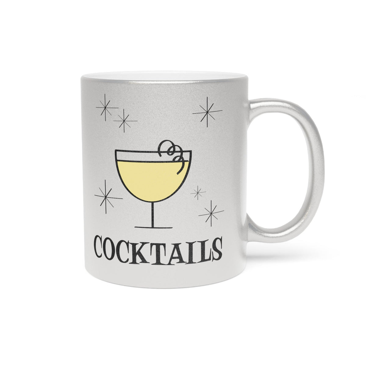 Cocktails Retro Style Silver Metallic Mug