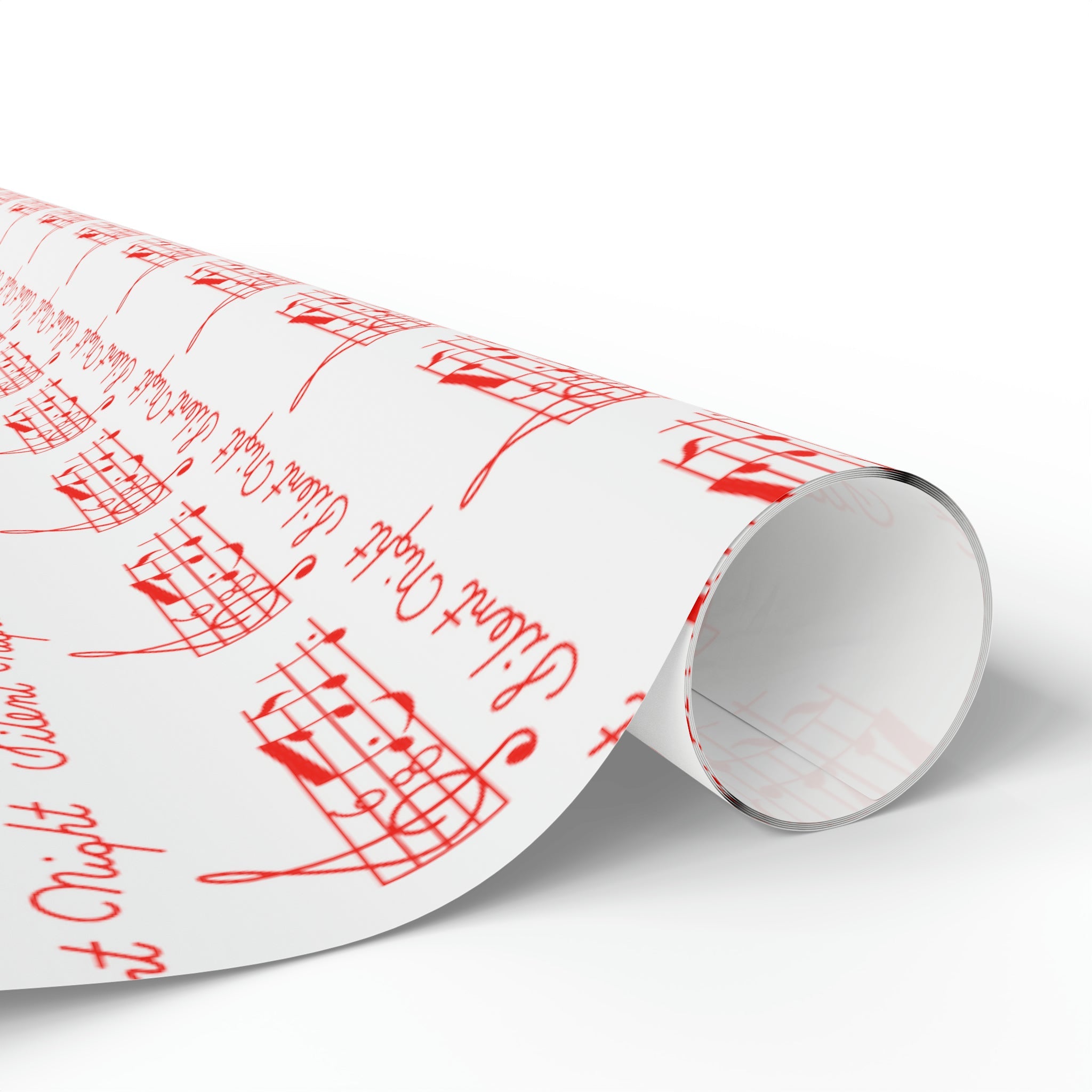 Silent Night Red Sheet Music Mid Century Retro Christmas Print Holiday Gift Wrap Paper - Glossy Or Matte