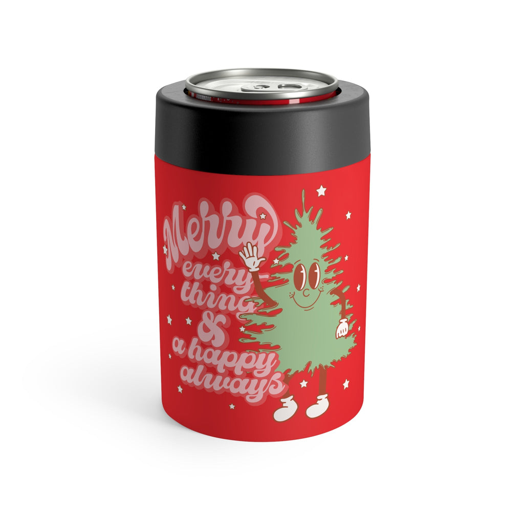 Merry Everything And Happy Always Cute Christmas Tree Retro Style Christmas Stainless Steel Can Holder