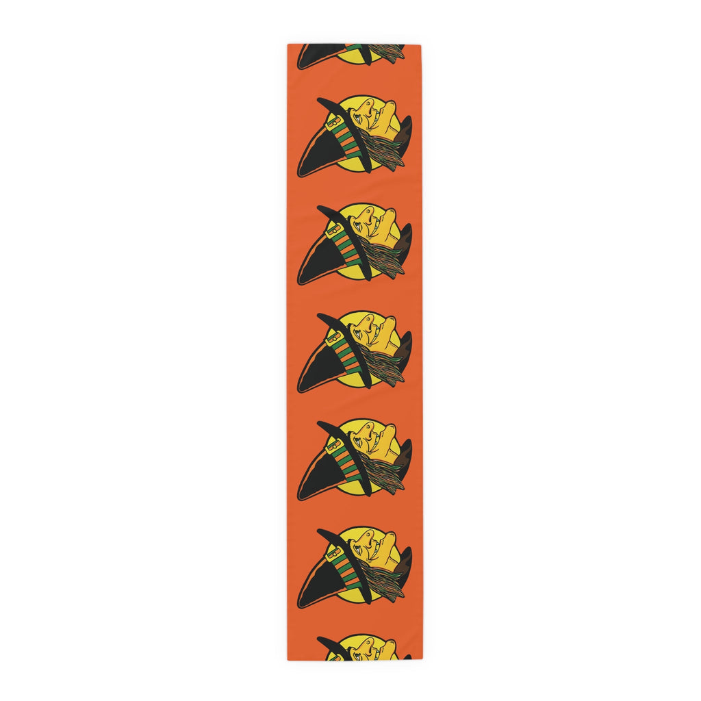 Halloween Witch Retro Halloween Print Orange Cotton Table Runner
