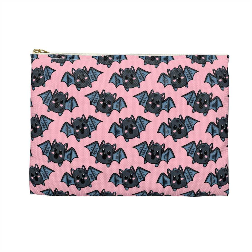 Cute Pink Bats Halloween Print Polyester Accessory Pouch Travel Bag