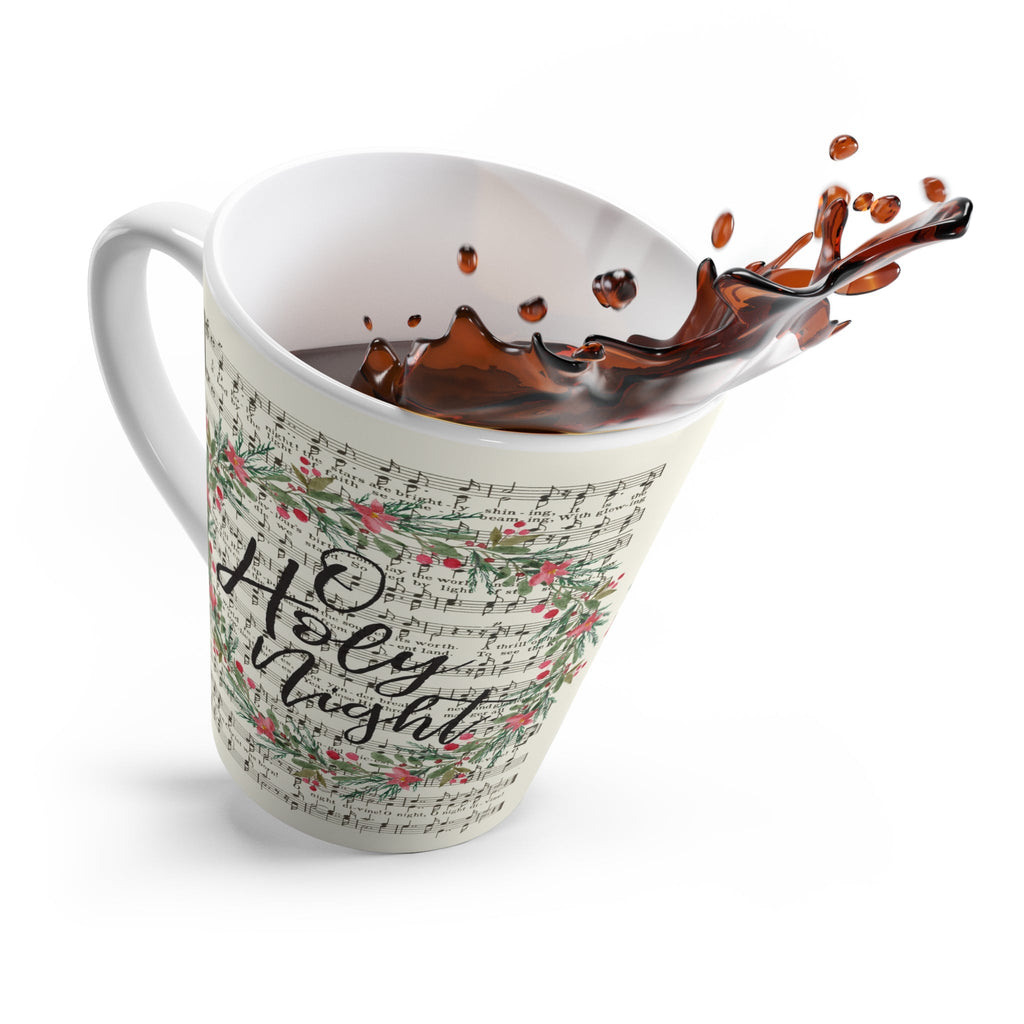 O Holy Night Sheet Music Christmas Wreath Retro Christmas Print Latte Coffee Mug