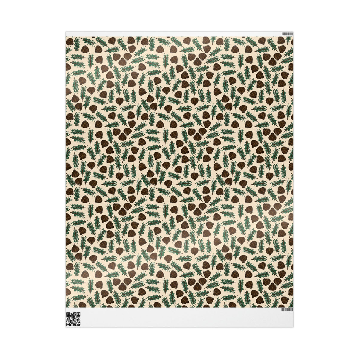 Pinecones With Sprigs Of Pine Cute Winter Christmas Print Holiday Gift Wrap Paper - Glossy Or Matte