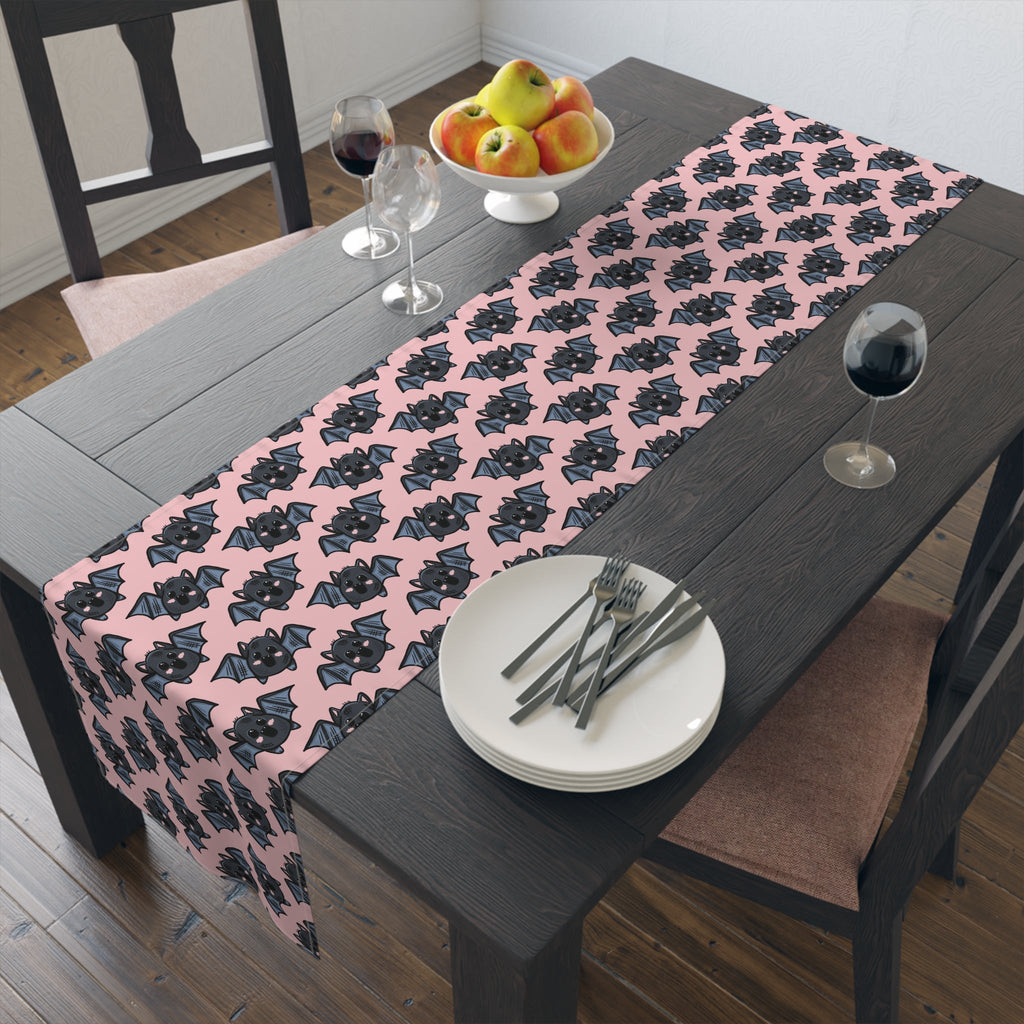 Halloween Bats Pink Fall Autumn Cotton Poly Table Runner