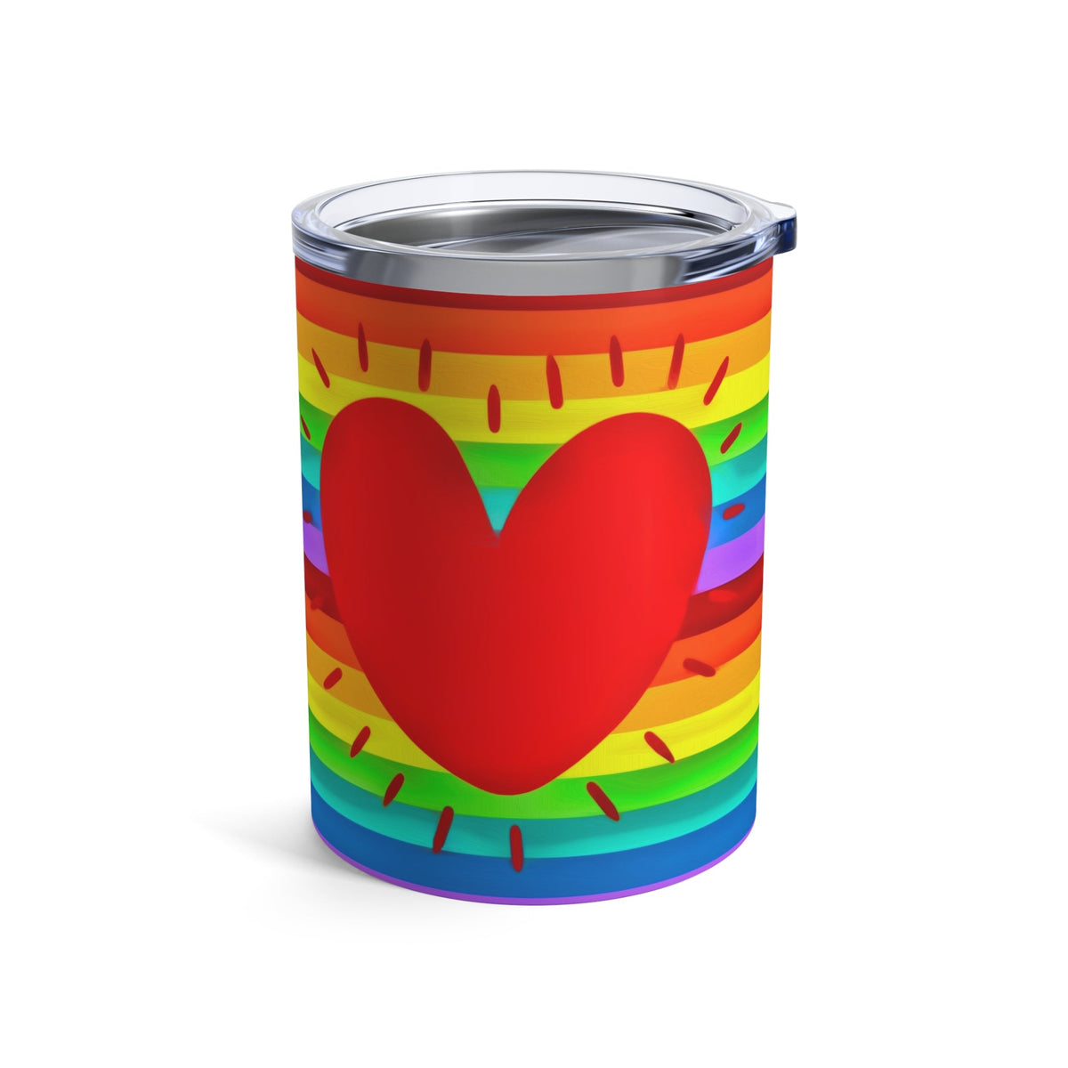 Rainbow Heart Love Pride Stainless Steel Tumbler 10oz