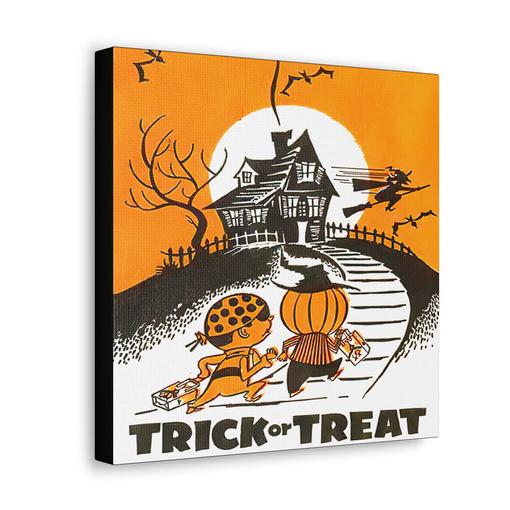 Trick Or Treat Retro Halloween Print Canvas Gallery Wrap