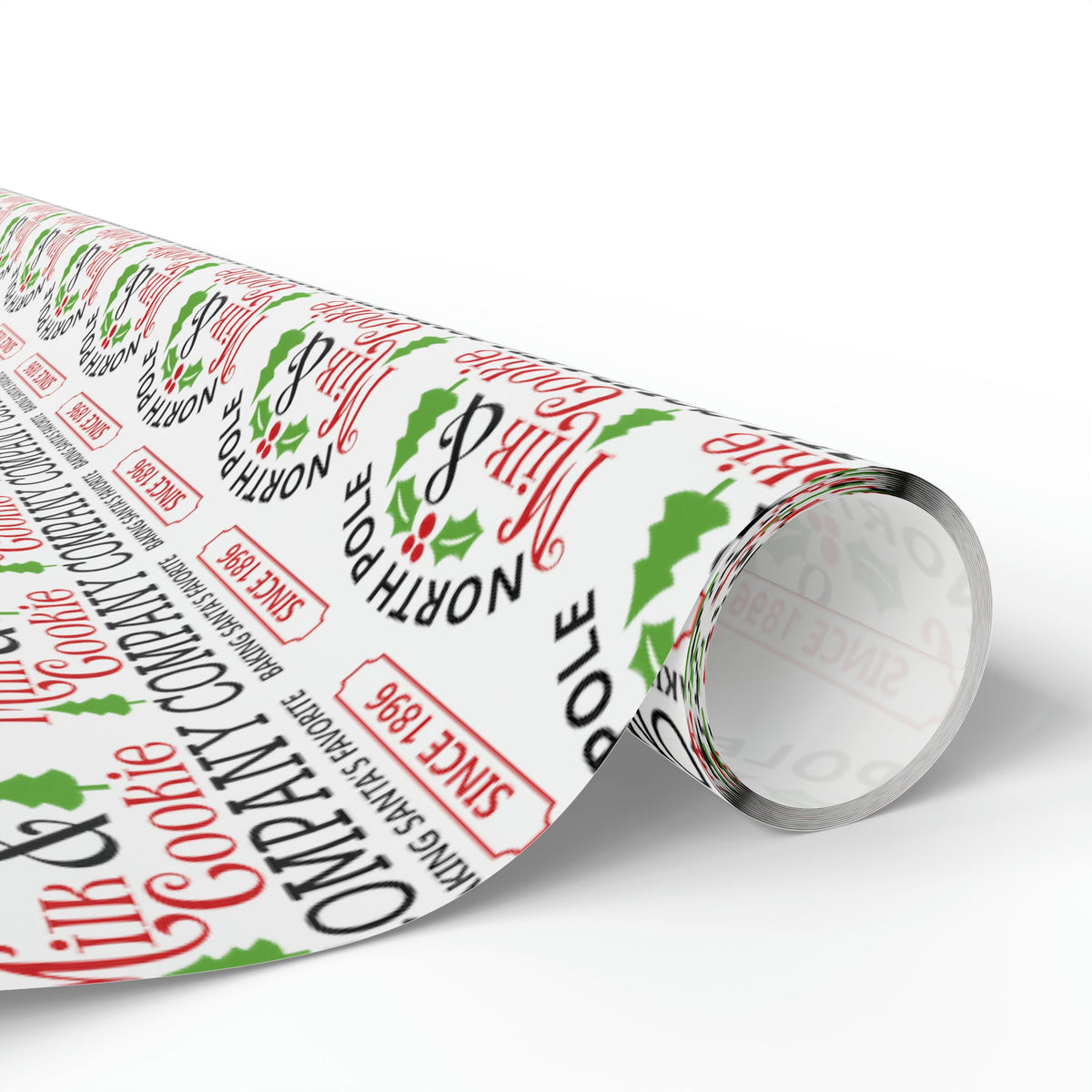 North Pole Milk And Cookie Company Christmas Print Holiday Gift Wrap Paper - Glossy Or Matte