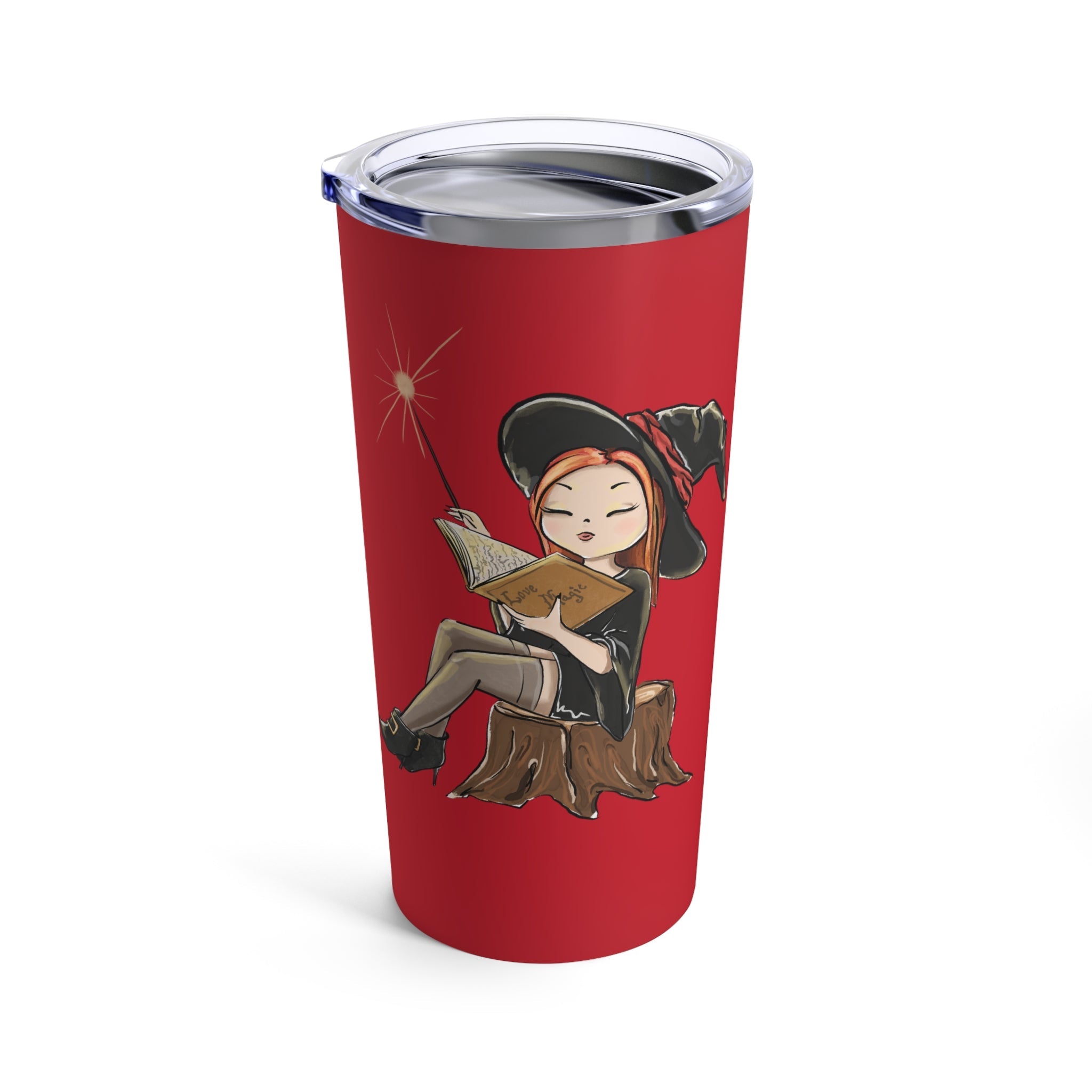 Love Magic Red Witch Halloween Print Stainless Steel Tumbler 20oz