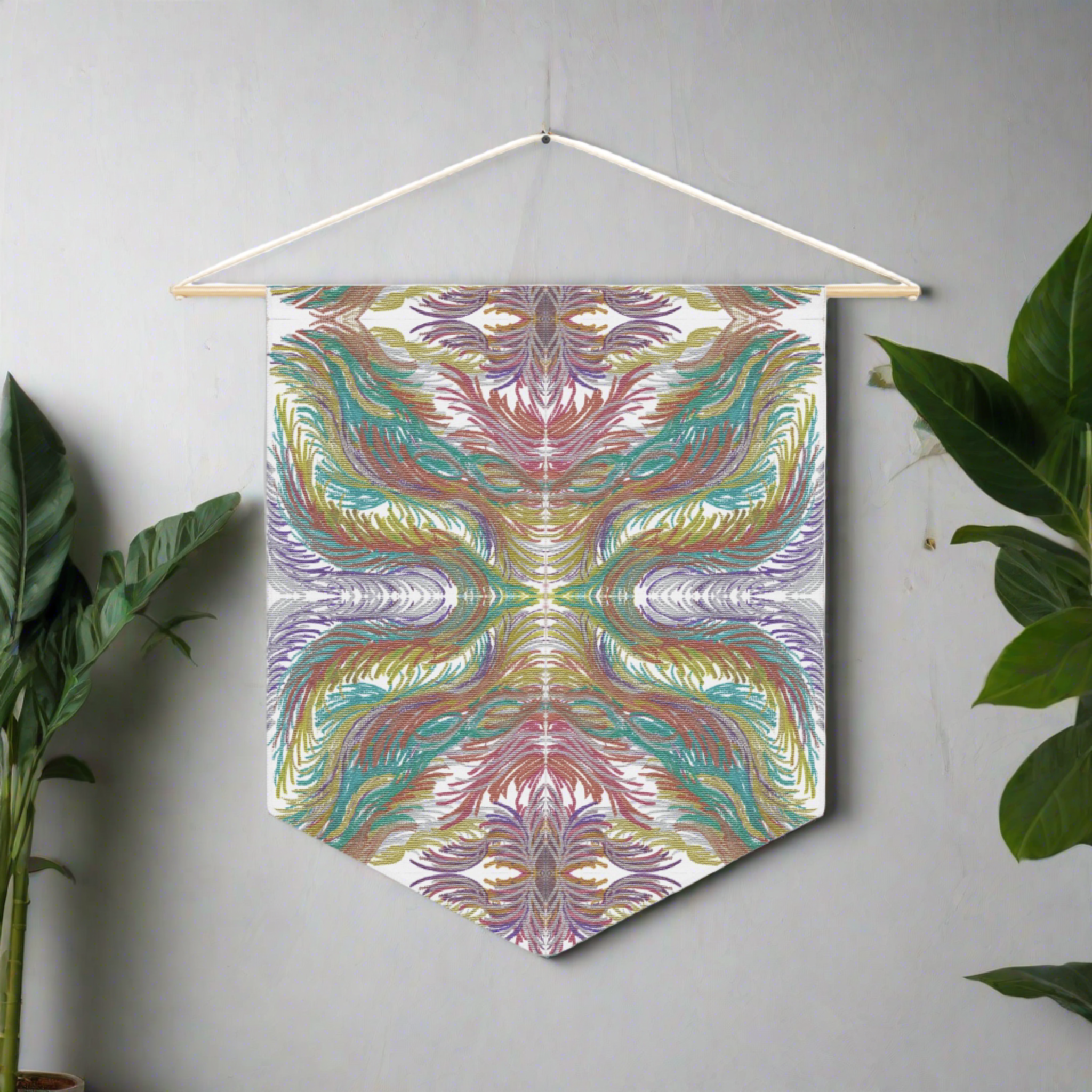 Space Feathers 2 Mosaic Caden Caraco Art Print Wall Hanging Banner Flag