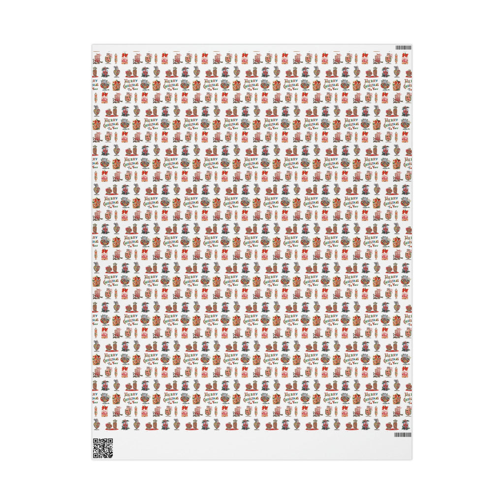 Merry Christmas To You Christmas Candy Mid Century Retro Christmas Print Holiday Gift Wrap Paper - Glossy Or Matte