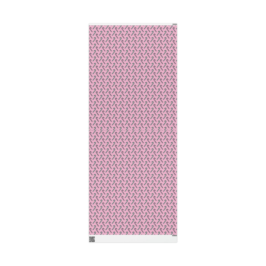 Pink And Teal Pastel Candy Canes Pink Christmas Print Holiday Gift Wrap Paper - Glossy Or Matte
