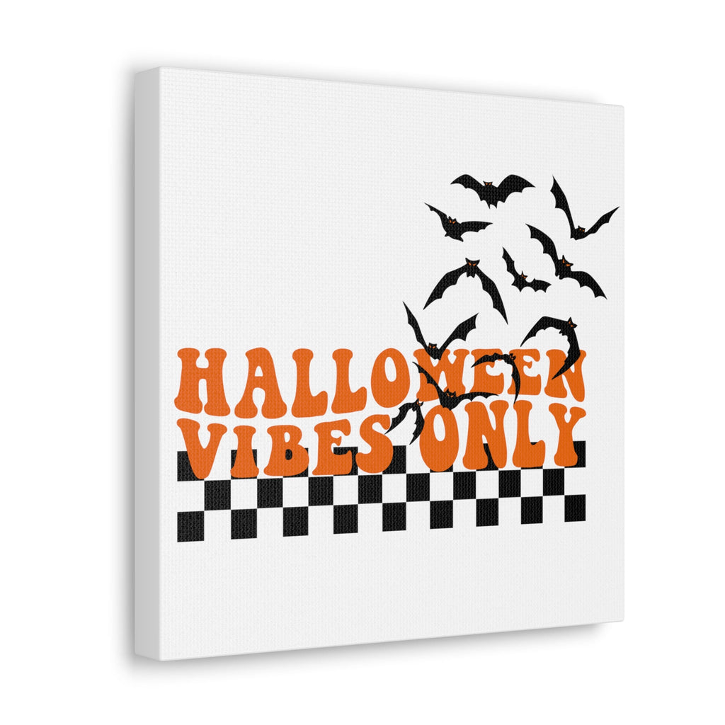 Halloween Vibes Only Bats Retro Style Canvas Gallery Wrap
