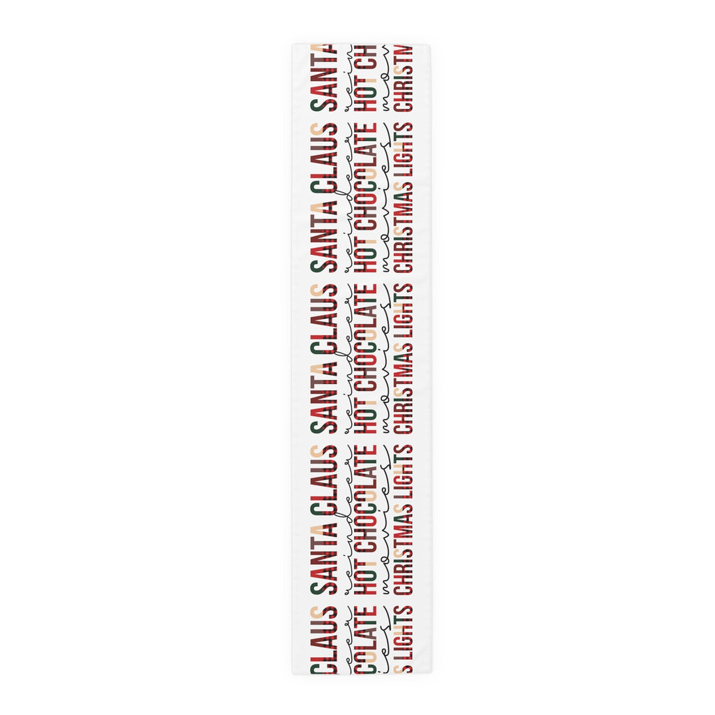 Santa Claus Reindeer Hot Chocolate Movies Christmas Lights Christmas Print Home Decor Cotton Poly Table Runner