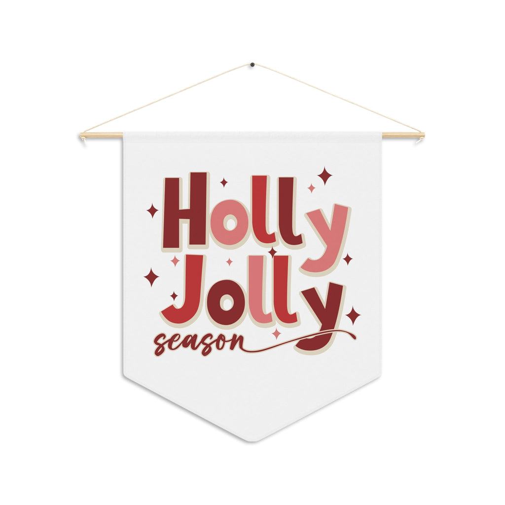 Holly Jolly Season Christmas Print Wall Hanging Banner Flag