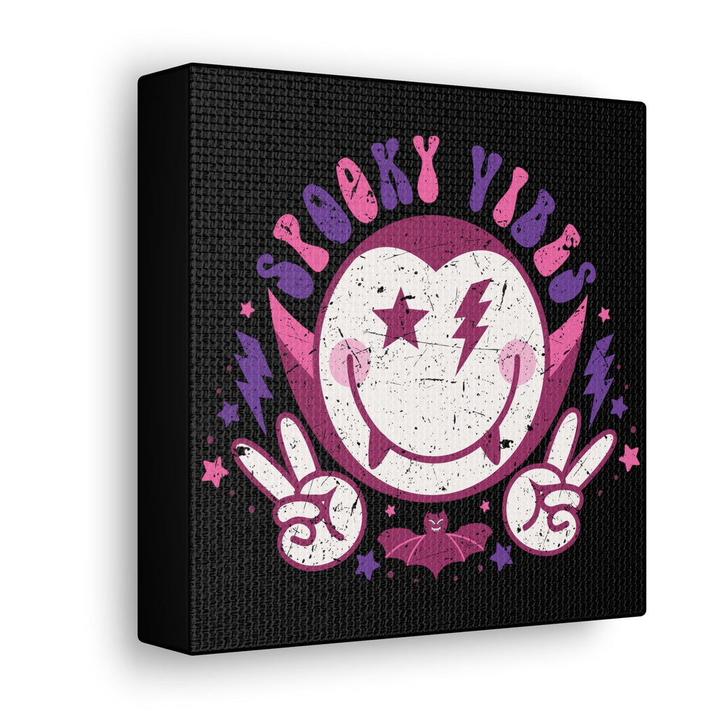 Spooky Vibes Distressed Style Halloween Print Canvas Gallery Wrap