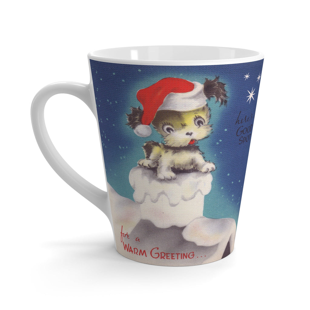 Cute Puppy Retro Christmas Print Latte Coffee Mug