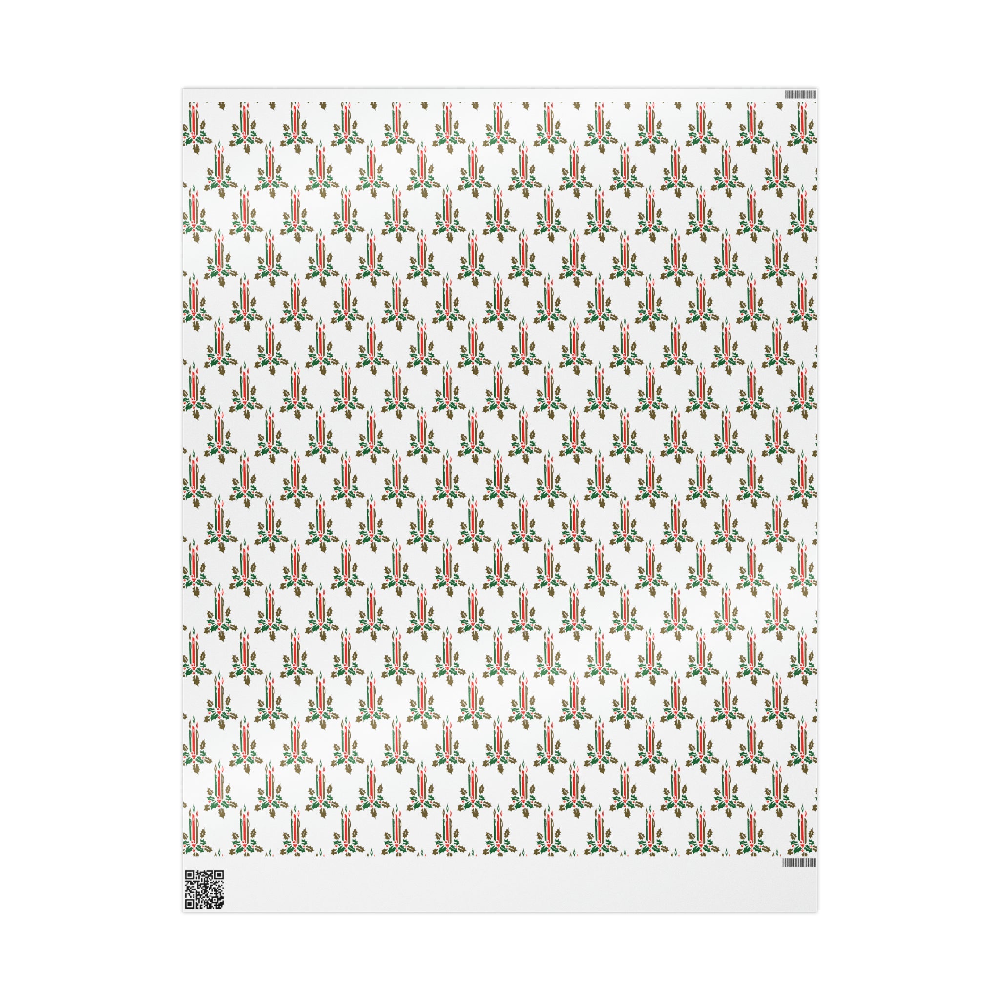 Christmas Candles With Holly Mid Century Retro Christmas Print Holiday Gift Wrap Paper - Glossy Or Matte