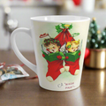 A Warm Pair Christmas Angels In Stocking Retro Christmas Print Latte Coffee Mug