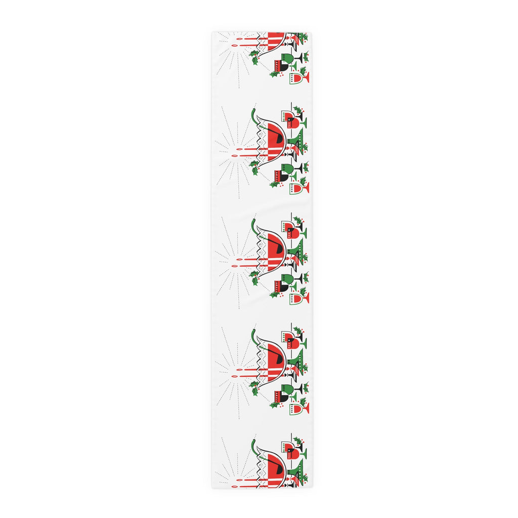 Christmas Cocktails Punchbowl 50s Mid Century Retro Christmas Print Home Decor Cotton Poly Table Runner