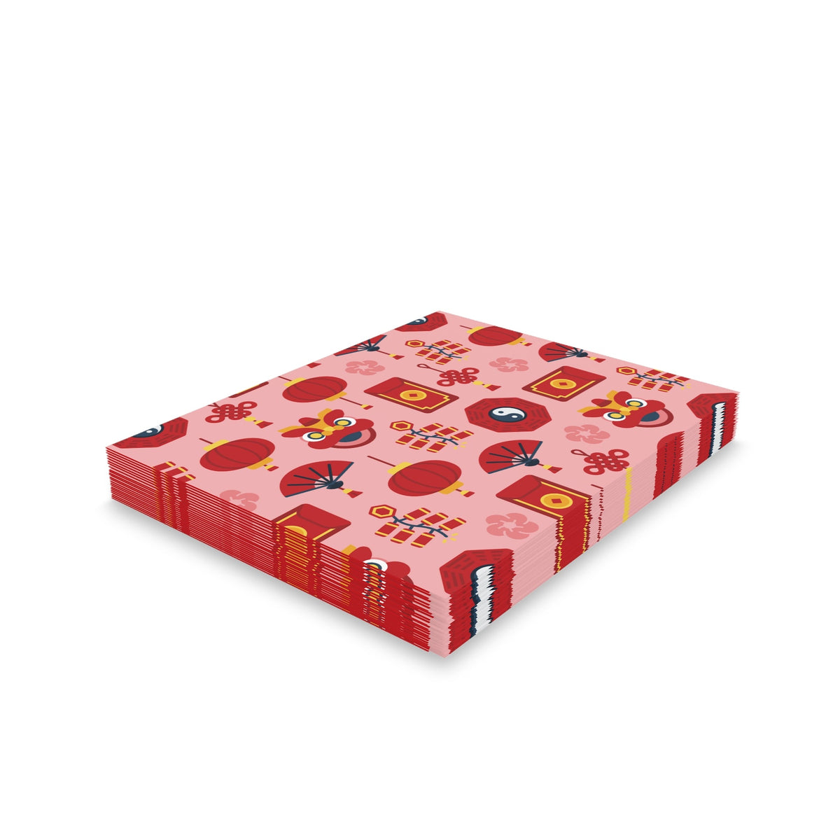 Lunar New Year Of The Dragon Spring Festival Holiday Matte Greeting Cards (8, 16, and 24 pcs)