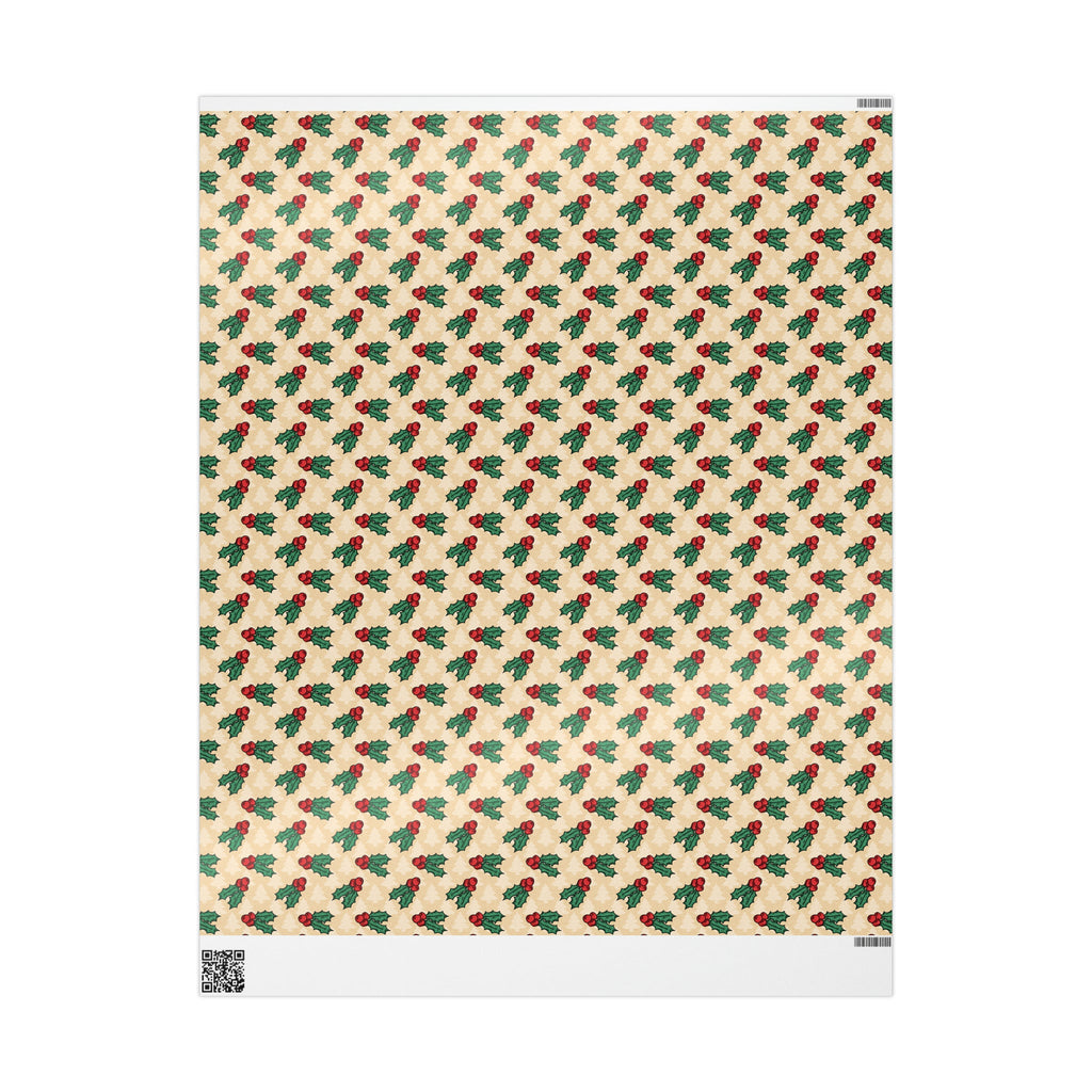 Cute Christmas Holly Trees Winter Christmas Print Holiday Gift Wrap Paper - Glossy Or Matte